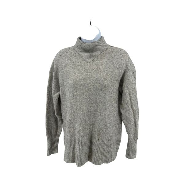Everlane Mock Neck Sweater WMNS Small Gray Cozy-Stretch Pullover V-shaped Seam - Picture 1 of 7